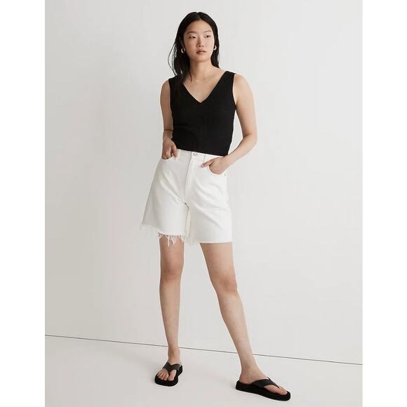 NWT Madewell V-Neck Sleeveless Crop Top Black Women's Size Large Style NL022 - Picture 1 of 11